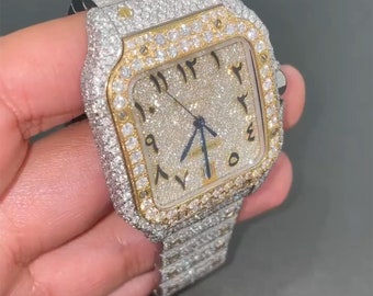 Moissanite horloge | diamanten horloge | bevroren horloge | hiphophorloge | luxe horloge | bevroren | automatisch horloge | horloges voor heren | horloge