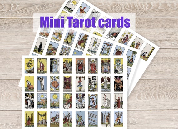 Miniature Tarot Cards Printable Packmini Tarot Card Deck - Etsy
