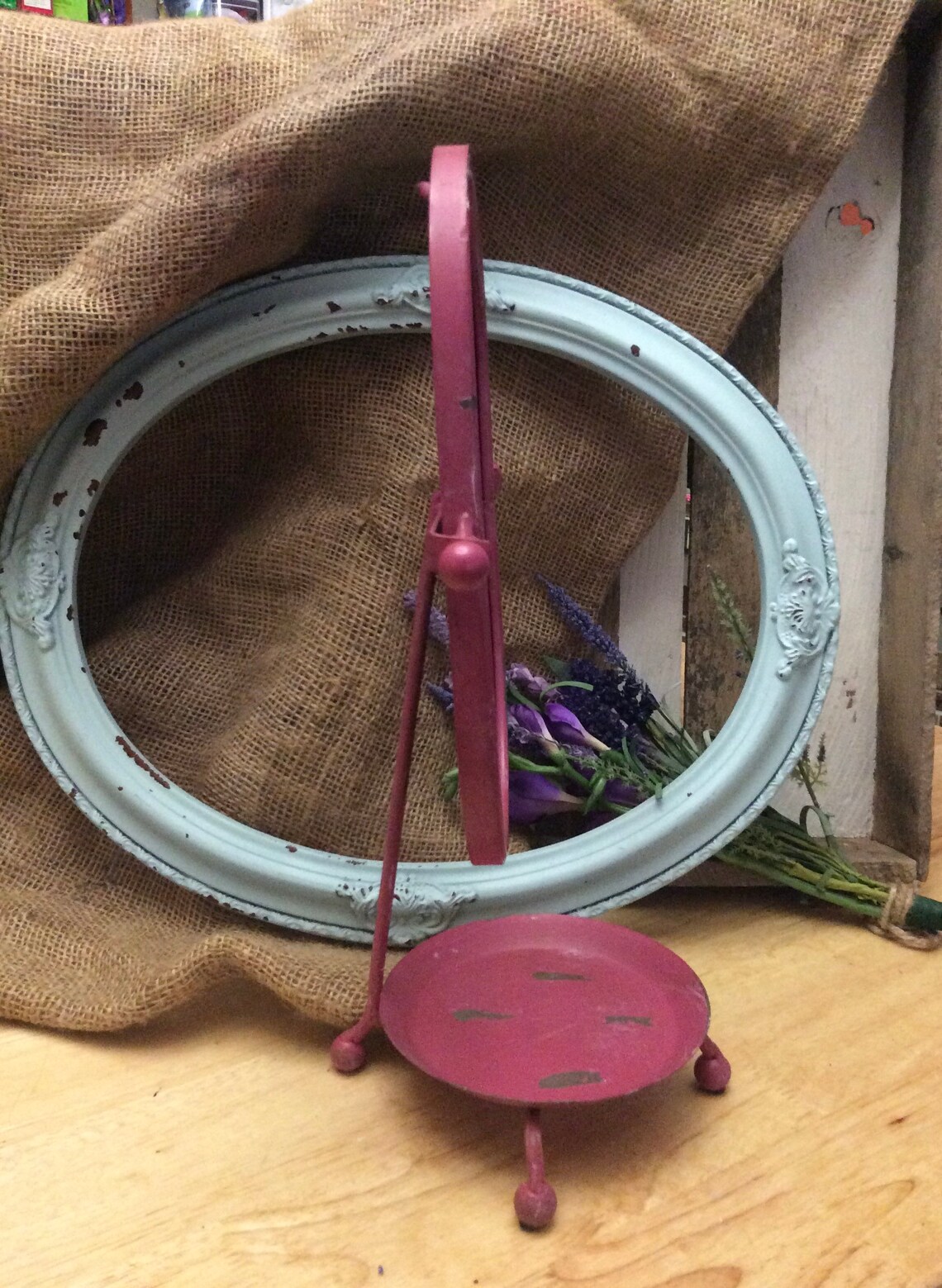 Vintage Farmhouse baño espejo con bandeja | Etsy