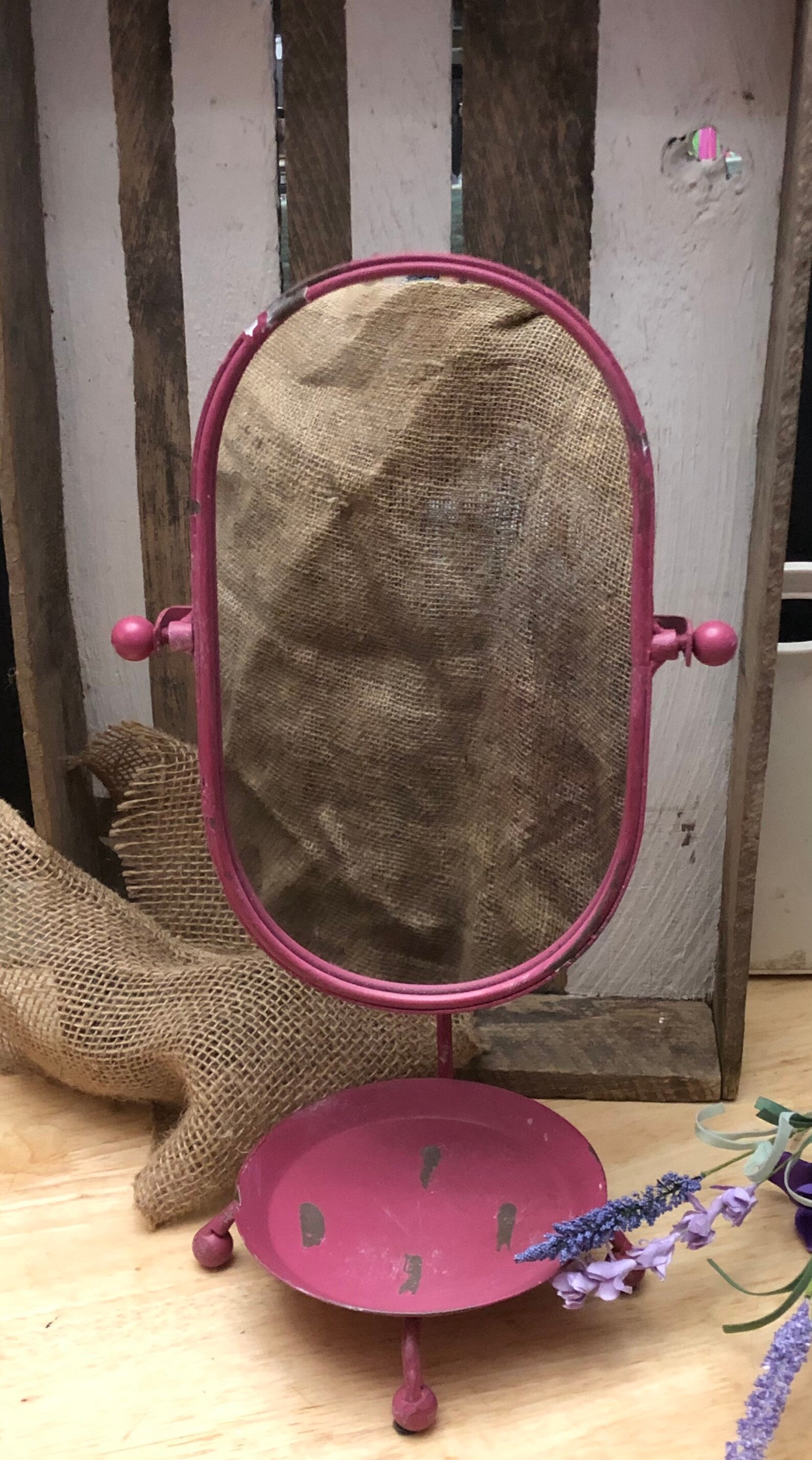 Vintage Farmhouse baño espejo con bandeja | Etsy