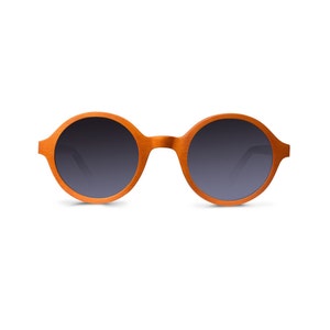 Woodie walnut ebony wood round, unique wooden sunglasses women men polarized lenses Orange