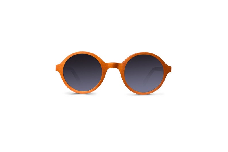 Woodie walnut ebony wood round, unique wooden sunglasses women men polarized lenses Orange