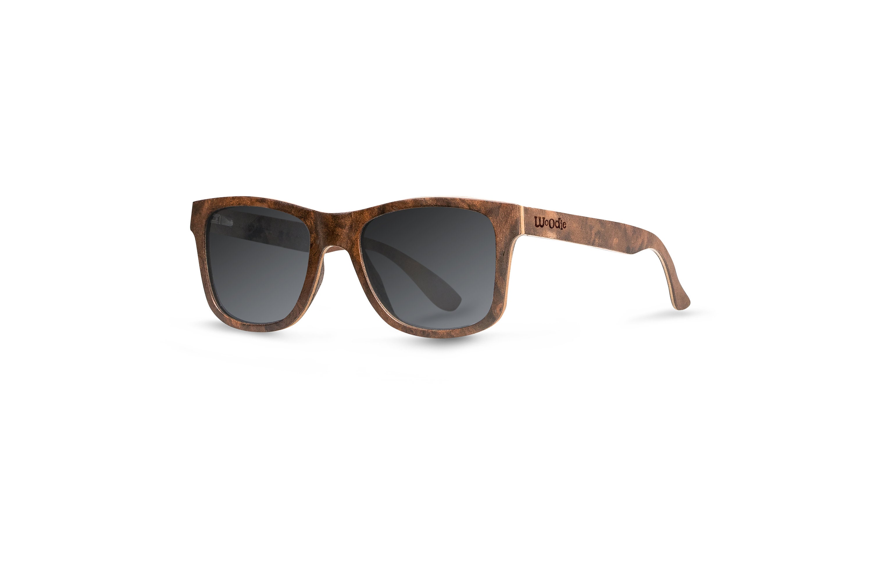Handcrafted Wood Square Sunglasses with Stone Detail, Polarized Lenses 4EST Shades Stone Wood sunglasses - Polarized lenses in a  main image 2