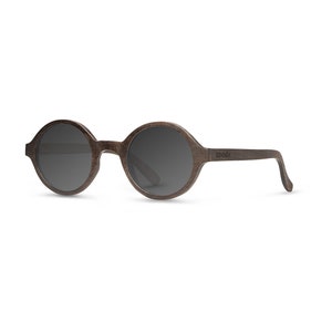 Woodie walnut ebony wood round, unique wooden sunglasses women men polarized lenses image 7