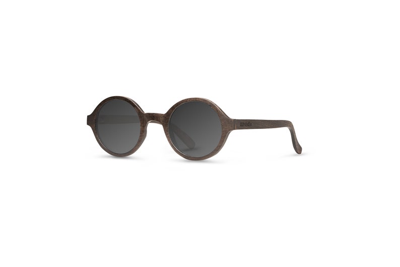 Woodie walnut ebony wood round, unique wooden sunglasses women men polarized lenses image 7