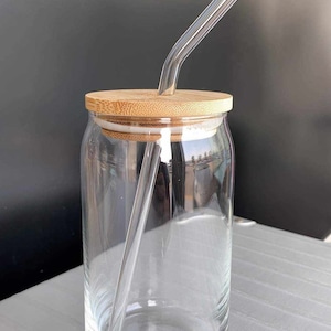 Bamboo LId and Straw, Beer Can Glass, Iced Coffee Glass Lid, Beer Can Glass Lid, Bamboo Lid, Iced Coffee Straw, Glass Straw, Plastic Straw