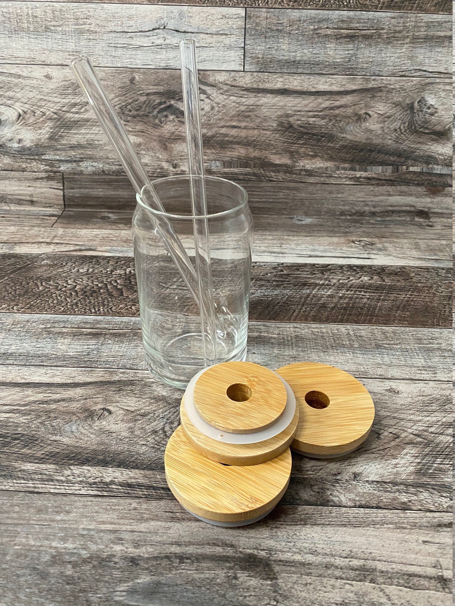 Bamboo Lid & Glass Straw for Glass Soda Beer Can – Peach Tree Design Shop