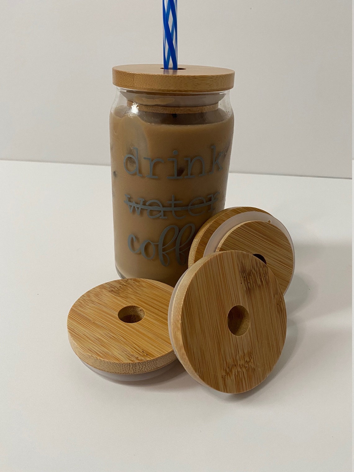 Bamboo Lid Beer Can Glass Lid Mason Jar Bamboo Lid Bamboo Etsy