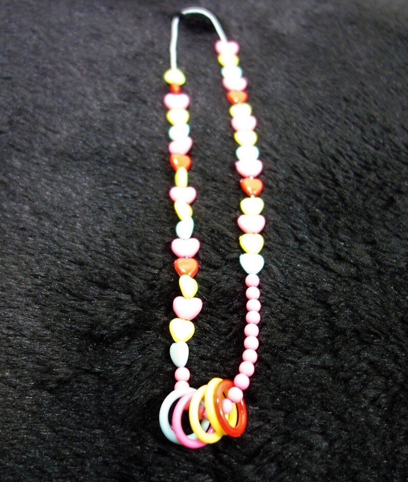 and Circle Beaded Necklace Kids Colorful Heart Hoop