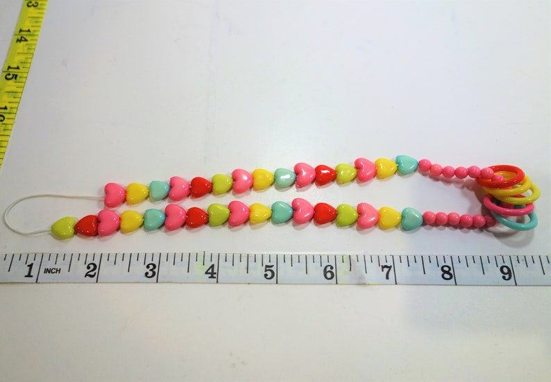 and Circle Beaded Necklace Kids Colorful Heart Hoop
