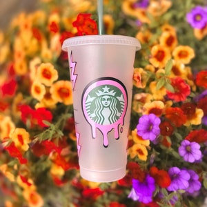 Drip Lightning Bolt Starbucks Cup, Drip Custom Starbucks Cup, Preppy Lightning Bolt, Preppy Gift, Drippy Design, Preppy Starbucks Cup,