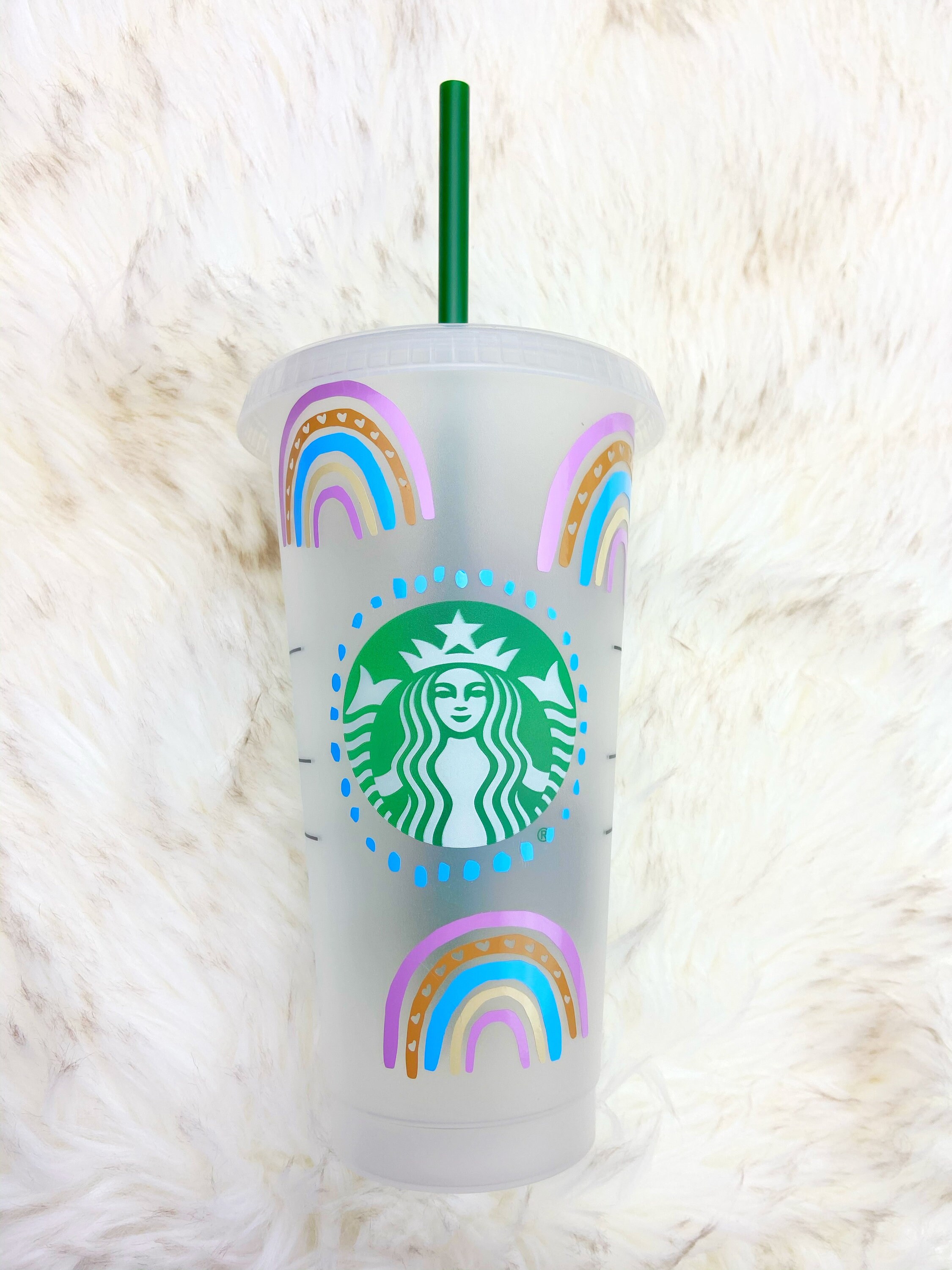 Boho Rainbow Starbucks Cup, Pastel Rainbow Custom Starbucks Cup ...