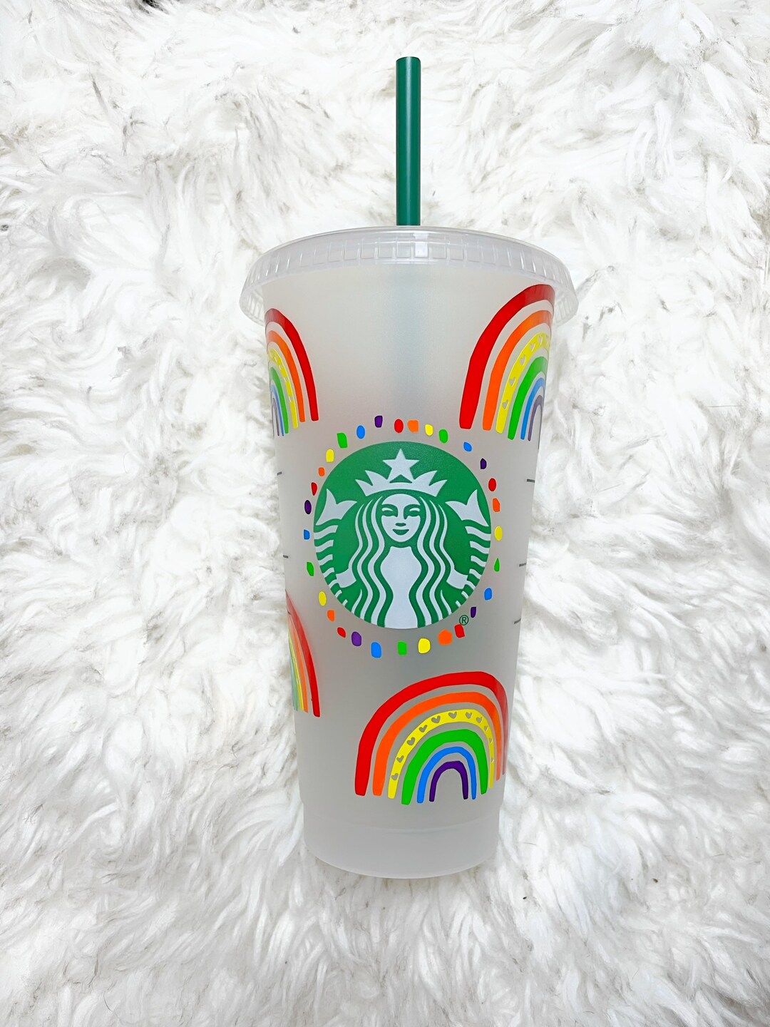 White Rainbow Starbucks Cup