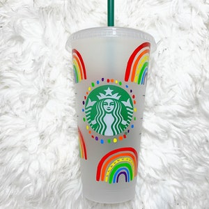 Boho Rainbow Starbucks Cup, Rainbow Custom Starbucks Cup, Rainbow Aesthetic,  Rainbow Gift, Rainbow Starbucks Cup, Teacher Gift, Colorful