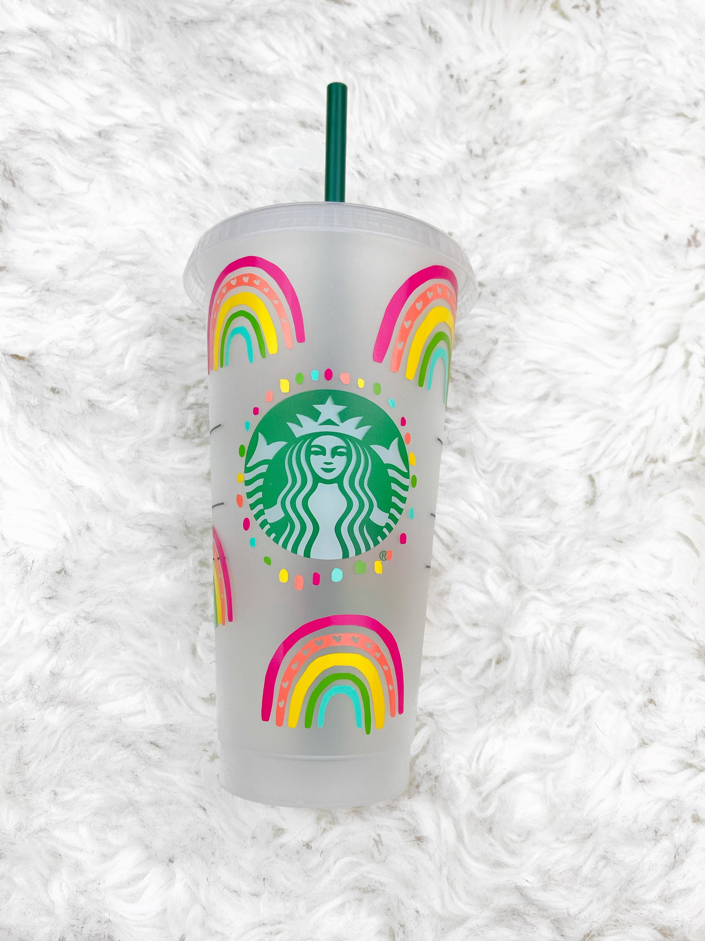 Tropical Boho Rainbow Starbucks Cup Rainbow Custom Starbucks Etsy