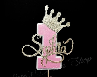 1st Birthday Cake Topper, One Cake Topper, Girls 1st Birthday Topper, Glitter Cake Topper, Princess Cake Topper, Custom Cake Topper