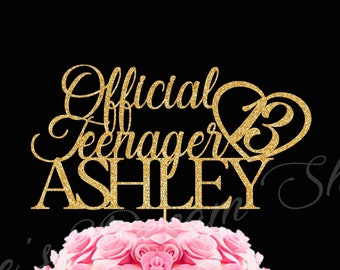 Any Name 13th Birthday Cake Topper, Custom 13th Birthday Cake Topper Party Decorations, 13th cake topper, Official Teenager Cake Topper