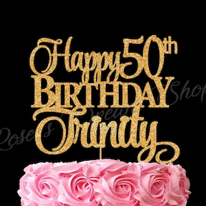 Happy 50th Birthday Cake Topper, 50 & Fabulous, Custom Birthday Cake Topper, 50th Birthday Decor, 50 Cake Topper, 50th Cake Topper, Golden