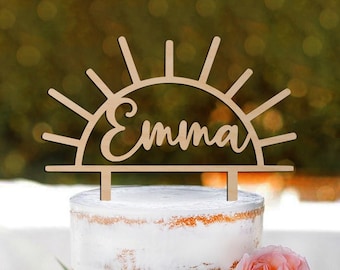 Adorno para tarta de sol, tema de cumpleaños neutro, decoración para fiesta "Eres mi sol", adorno para tarta de sol, adorno para tarta con nombre personalizado, adorno para tarta de sol