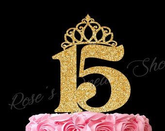 Mis Quince Birthday Cake Topper, Quinceañera Birthday Topper, 15th Birthday Cake Topper, Sweet 15 Cake Topper, Quinceañera Topper, Tiara