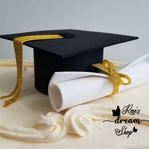 Graduation Cake Topper Class of 2024 Party Decorations, Graduation Cap and Diploma Cake Decor, Cake Decor, Grad Cap and Diploma, Grad 2024