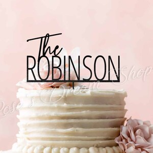 Wedding Cake Topper, Rustic Script Custom Cake Topper for Wedding Mr and Mrs Cake Topper, Family Name Cake Topper Bride and Groom Cake Decor