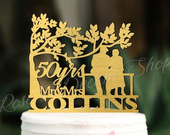 Personalised Anniversary Cake Topper, 50th Anniversary Cake Topper, Custom Anniversary Topper, 10th, 20th, 30th, 40th, 50th Anniversary Gift