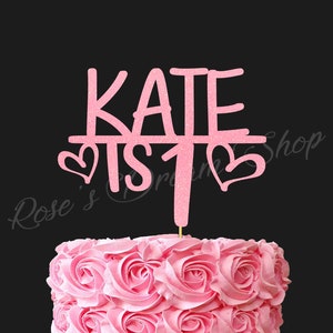 Custom Name and Age Cake Topper, First Birthday Cake Topper, Hearts Cake Topper, Birthday Cake Topper, Cake Decoration, Any Name, Any Age