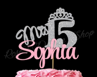 Mis Quince Birthday Cake Topper, Any Name Quinceañera Birthday Topper, Sweet 15 Cake Topper, 15th Birthday Cake Topper, Quinceañera Topper