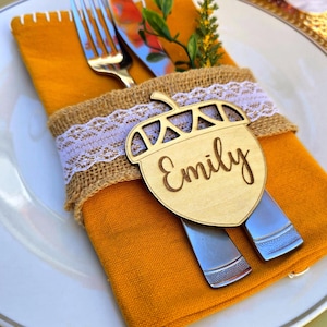 Acorn Place Cards Laser Cut, Personalized Place Cards Autumn Wedding Place Cards Thanksgiving Decor Thanksgiving Place Card, Wedding Decor