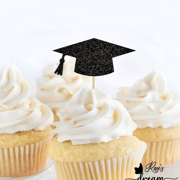 Graduation Cap Cupcake Toppers, Graduation Party Decor, 2024 Grad Cupcake Toppers, 2024 Grad Party, Graduates Class of 2024, Grad Food Picks