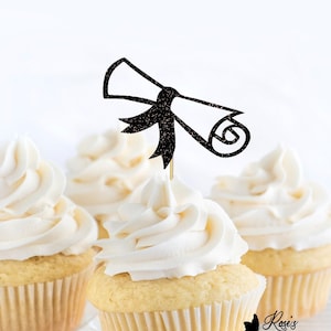 Graduation Diploma Cupcake Toppers, Graduation Party Decor, 2025 Grad Cupcake Toppers, Grad Party, Graduate Class of 2025 Grad Diploma Roll