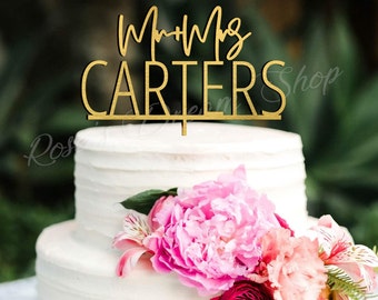 Wedding Cake Topper, Custom Mr Mrs Cake Topper, Rustic Wedding Cake Topper, Personalized Topper, Wedding Toppers, Wedding Decor Ideas, Gold