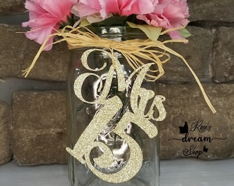 Mis Quince Tag, Gold glitter Quinceanera Tag, Mis 15 Tag, Quinceañera Mason Jar Tag, Mis Quince Centerpiece, Mis 15 Decor party, 15 Decor
