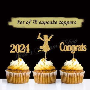 Graduation cupcake toppers, class 2024 cupcake toppers decoration, graduation cupcake toppers, graduation 2024 decoration, class of 2024