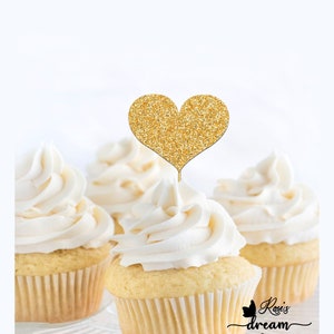 Heart Cupcake Toppers, Love cupcake toppers, Bridal Shower Decor, Engagement Decorations, Valentines Day cupcake toppers, Bachelorette Decor