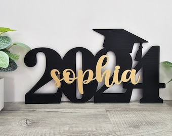 Personalized Name Grad Sign 2024, Graduation Gift, Grad name sign 2024 Graduation Cap Wood Sign, Graduation Sign, High School, College Grad