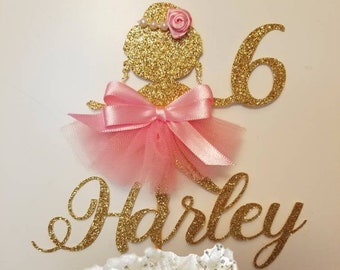 Ballerina Cake Topper, Happy Birthday, Cake Topper, Party Decorations, Any Age and Name, Custom Cake Topper, Personalized Cake Topper, Decor
