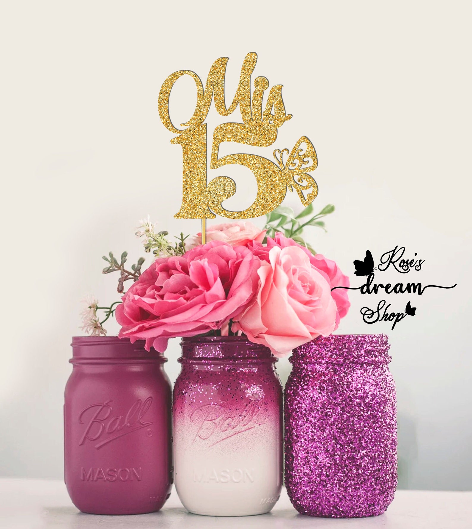 Mis Quince Años Centerpiece Quinceañera Birthday Centerpiece Etsy