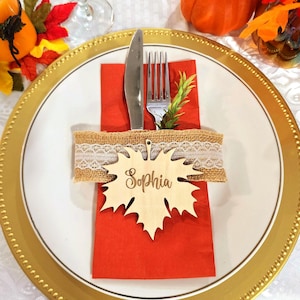 Maple Leaves Place Cards Laser Cut Leaf Place Cards Autumn Wedding Place Cards Thanksgiving Decor Thanksgiving Place Card Wooden Maple Leaf