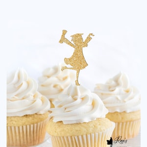 Girl Graduate Cupcake Toppers, Class of 2025, Graduation Cupcake Toppers, 2025 Grad Cupcake Toppers, Graduation Party Decor, Grad Food Picks