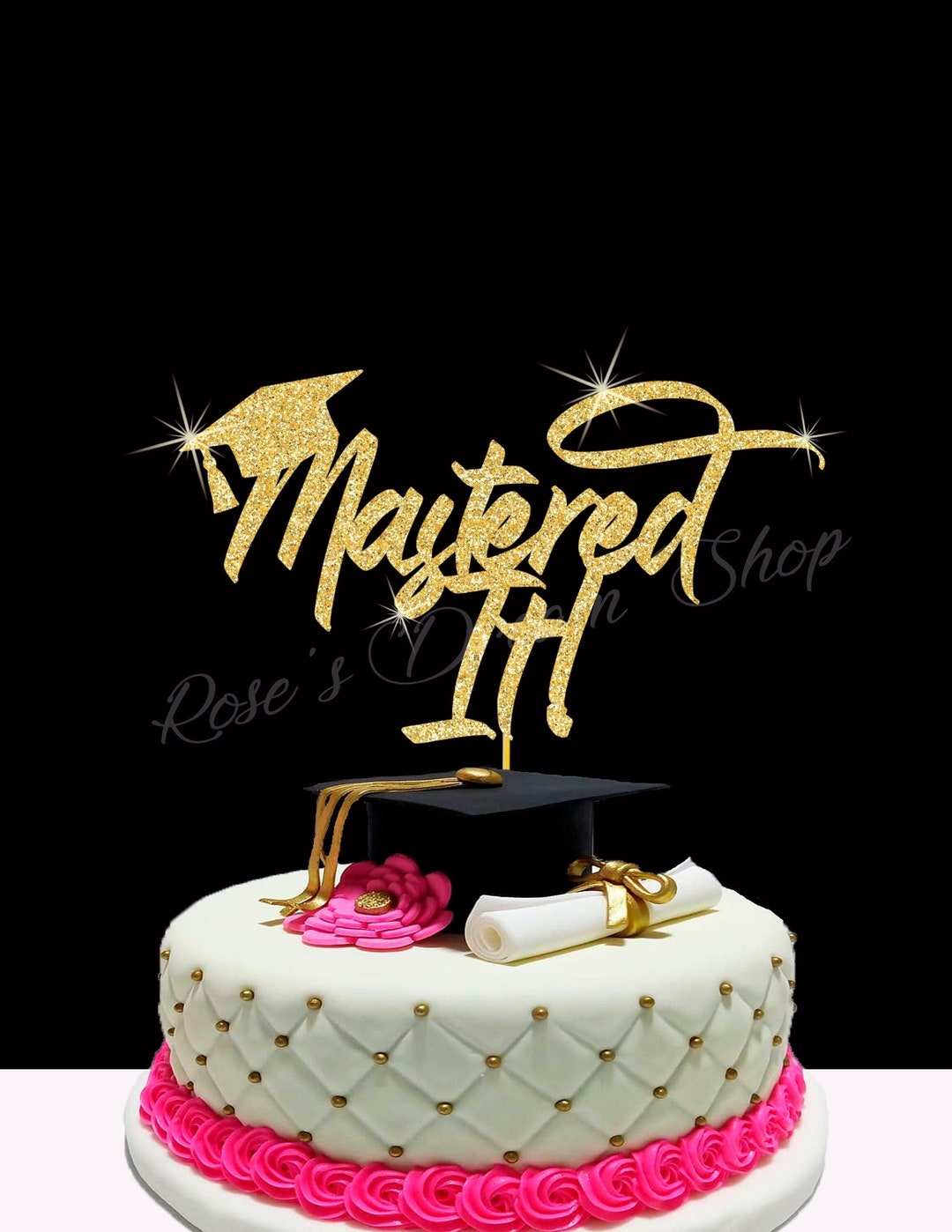 Mastered It Cake Topper, Masters Graduation Party Decorations