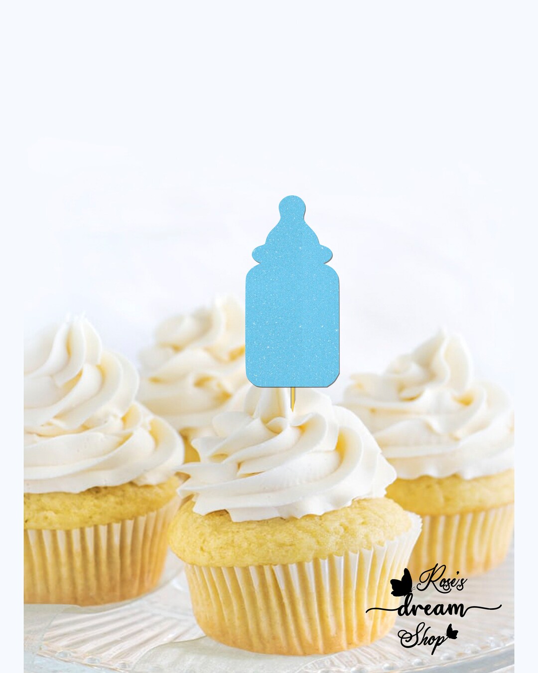 Baby Bottle Cupcake Toppers, Baby Shower Cupcake Toppers, Baby Shower ...