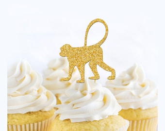 Monkey Cupcake Toppers, Little Monkey Baby Shower Party Decor, Monkey Picks, Safari Cupcake Toppers, Jungle Party Decor, Safari Party Decor
