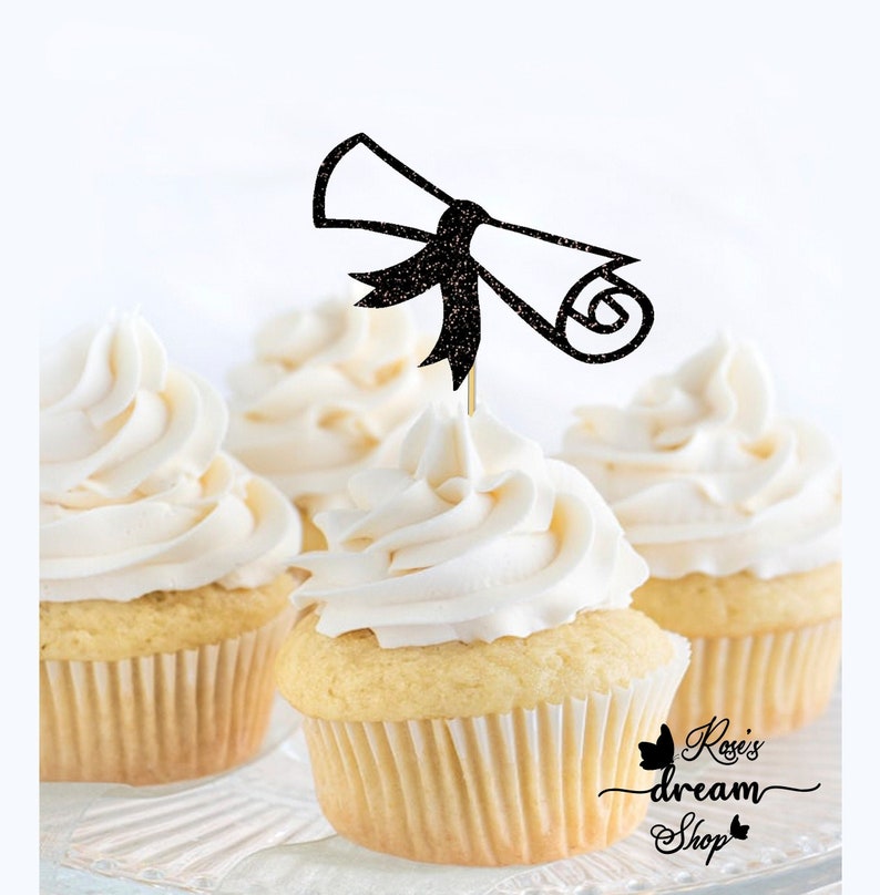 Graduation Diploma Cupcake Toppers Graduation Party Decor Etsy