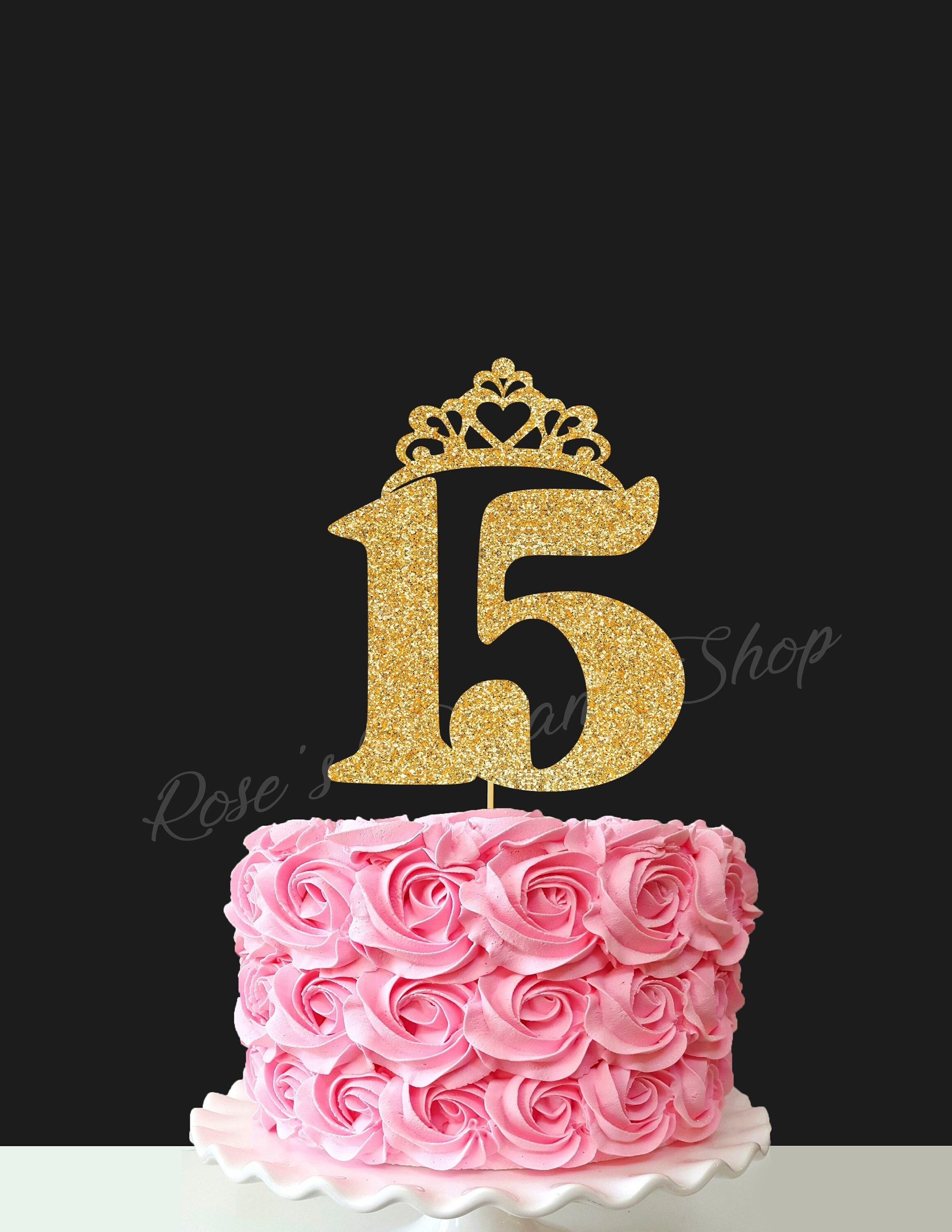 Acrylic Gold Mirror 'fifteen' Script Birthday Cake Topper - Online Party  Supplies