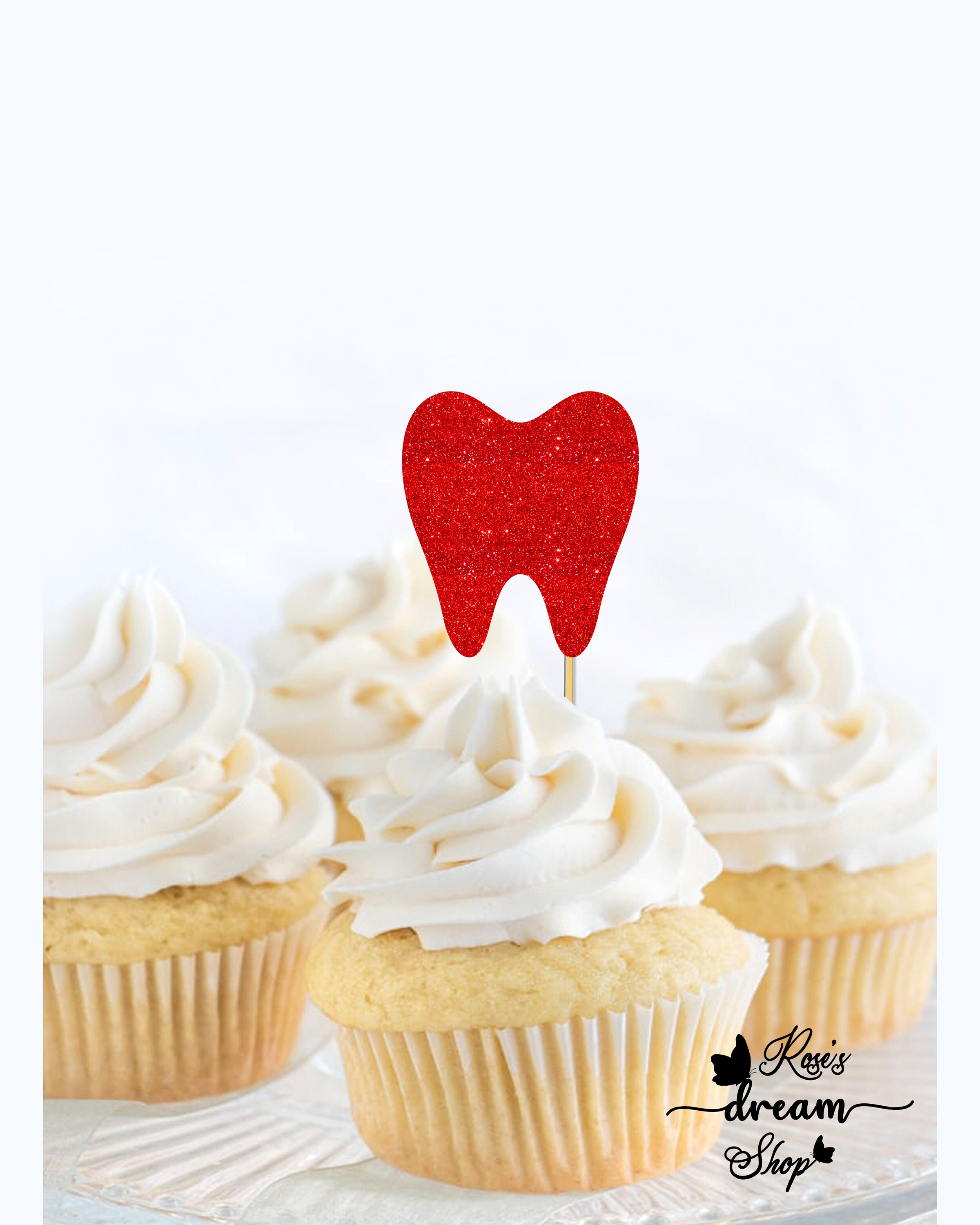 Tooth Cupcake Toppers Teeth Dentist Cupcake Toppers Dentist Etsy