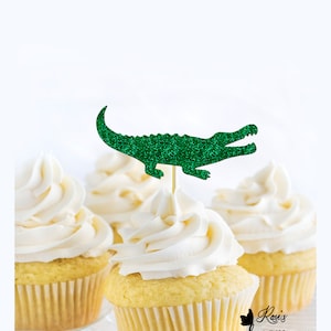 Alligator Cupcake Toppers, Crocodile Cupcake Toppers, Alligator Birthday Theme, Reptile Themed Birthday Decorations, Zoo Party Decor, Gator