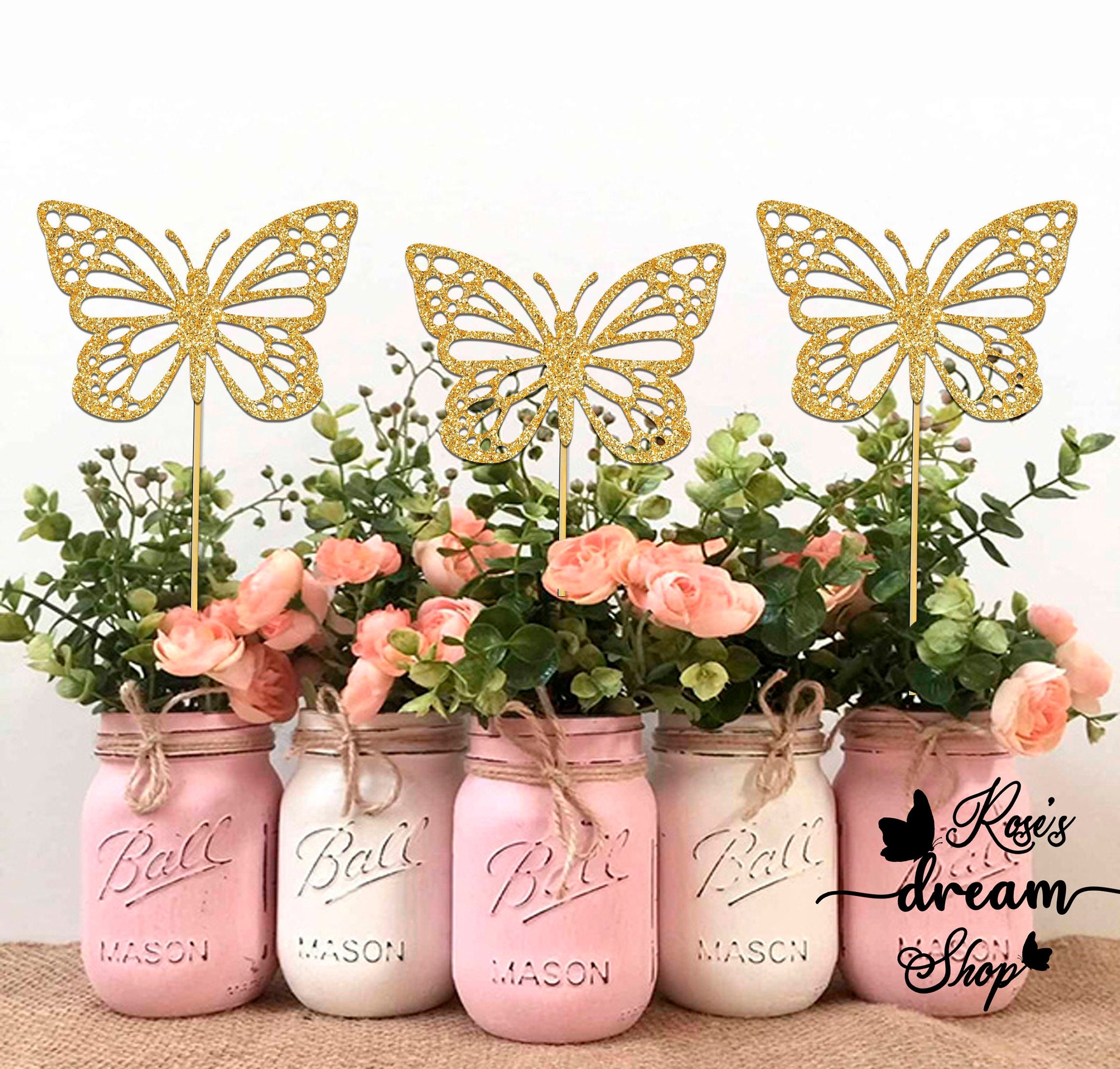 Butterfly Baby Shower Centerpiece Butterfly Picks Butterfly Etsy