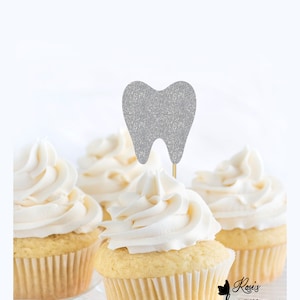 Tooth Cupcake Toppers, Teeth, Dentist Cupcake Toppers, Dentist Graduation Party, Dental Hygienist Graduation Decor, Dentist Retirement, Grad